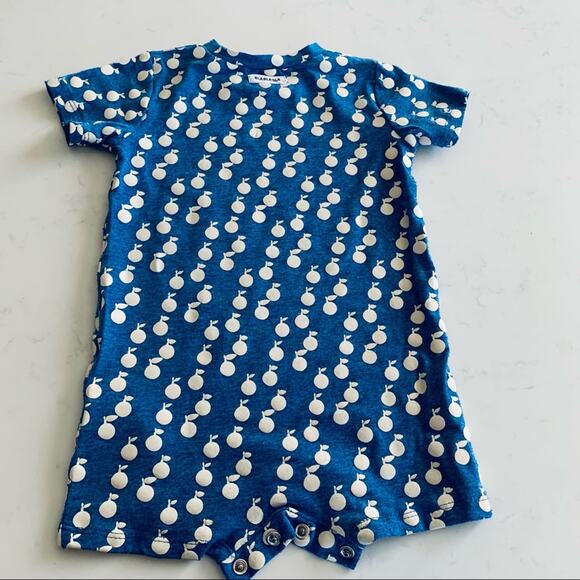Bla Bla Bla boys blue ecru summer one piece romper fruit print size 12 months - Picture 5 of 6